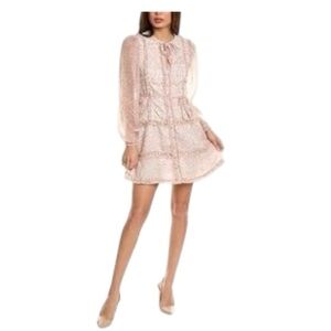 RACHEL PARCELL LEOPARD PRINT LACE SLEEVE RUFFLE MINI DRESS. Size XXL.